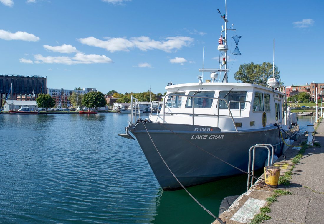 Charter yacht moored in a marina
